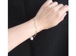 Silver Plane Chain Bracelet／プレーンチェーンブレスレット（Pearl × Crystal）