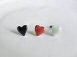 ハート　シングルピアス　赤 黒 グレー