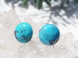 大粒★中国湖北省産極上ターコイズのピアス・E可能・サージカルステンレス　～濃浅葱（こいあさぎ）