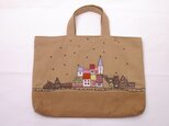 レッスンバッグ (手刺繍) 中世の街並　Beige