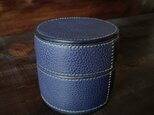 《円柱型》レザー収納ボックス（Navy）