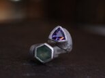 フローライトとアメジストの2フェイスリング