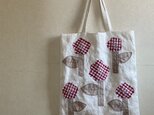 トートバッグ　白(赤い花×5)
