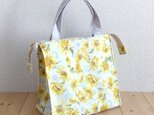 保温・保冷！！洗えるペーパーバッグ風　ランチバッグ　向日葵　ひまわ　スクエア　イエロー　　281