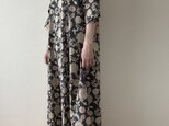 Sale20%オフ　インド綿ハンドブロックプリントのAラインシルエットのワンピース　グレー
