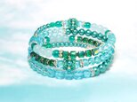 3連コイルブレスレット＊AquaGreen
