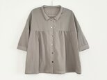 八分袖ギャザーブラウス　gray