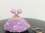 22*ビーズがま口☆ミニコインケース☆パープル