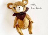 身長5cmのミニチュアテディベア(和紙で作った小さなくまのお人形)／キャメル色