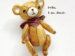 身長5cmのミニチュアテディベア(和紙で作った小さなくまのお人形)/キャメル色
