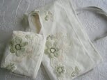 刺繍lace×linen  小さめtote＆pouchの画像