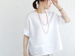 大人のTシャツに。リネンのワイドプルオーバーブラウス（ホワイト）TP34