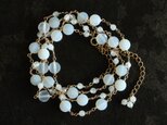 No. 143 68cm・白いカルセドニーとラブラドライトのステーションネックレス