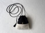 ミニ巾着 お守り袋 ポシェット / チャーム / bicolor / cord color：black