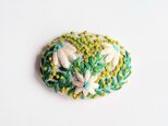 ミモザとお花の刺繍ブローチ・botanical#378
