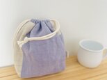 天日干しリネンの巾着袋　くすみ紫