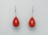 【Pt900】漆ピアス 赤 雫型 朱漆 フックピアス