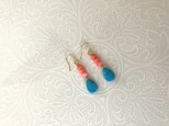 サンゴとターコイズのピアス