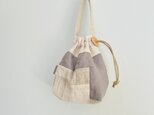 巾着袋　グレー＋白
