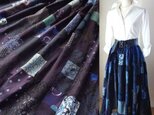 ★受注制作♥絵画なパッチワーク♥レース♥凛とした大人の♥マキシ丈ギャザースカート ネイビーブルー