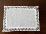 麻ボビンレース縁テーブルクロス長方形B