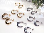 サイズ選べる★黄昏月のピアス★サージカルステンレス・中空モチーフのスタッドピアス ~Silver/Gold