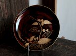 素敵な色味◆枝木と実 漆芸蒔絵中皿 漆器 骨董/antiques 古民家 時代物 明治時代 i3