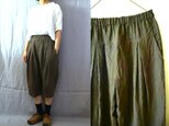 【受注制作】モカ茶/天日干し40リネン　ちょい長ハーフタックパンツ