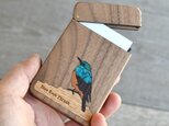 木製名刺入れ　鳥『イソヒヨドリ』Blue Rock Thrush
