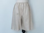 リネンのシンプルペチパンツ・Short【50cm丈・ベージュ・総ゴムタイプ・W60-98・H98-110】