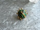 SC137-ヴィンテージブローチ U.S.A. 1970〜80s Green Enamel Paint Ladybug