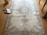 109×202 クリーム×グレージュ　王道メダリオン　トルコヴィンテージラグ