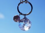 大粒★虹入り水晶と煙水晶のバックチャーム・キーホルダー　～夢幻泡影（むげんほうえい）