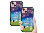 グリップケース iPhoneケース【ほのぼのにゃんこ（花火Ⅱ）花火大会】（名入れ可）