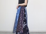 sale●浴衣のタック入りスカート・マキシ丈（パッチワーク・M)