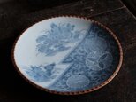 草花の絵付け◆唐草と千鳥。伊万里　印判イゲ皿　大皿　骨董・antiques 骨董のある暮らしに。明治~大正期