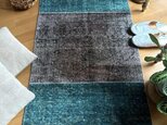 68×117神秘的ブルーグリーン×グレイ　トルコヴィンテージラグ
