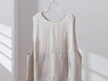 ★サンプルセール　1点のみ★年中着回し可能　前後２wayベスト　リネンベスト　リネン 100％　生成色（04）