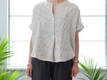 ブリーズリネンアシンメトリーブラウス【ストライプ】