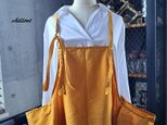 【背中がかわいい】エプロンドレス：マスタード：コットン【0934】