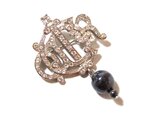 Christian Dior Old Logo Rhinestone Drop Design Brooch