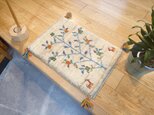 iichi限定目玉品】ペルシャ ギャッベ 玄関マット小 ラグ 55×39cm アイボリー グレー 生命の木 NN18041