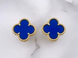 幸せのクローバーピアス 15mm(ブルーアゲート)【高品質!送料無料!当日発送!】