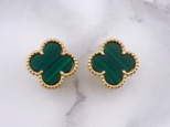 幸せのクローバーピアス 15mm（マラカイト）【高品質！送料無料！当日発送！】