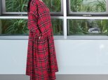 [予約販売] テッキングレッドタータン・サイドギャザーワンピース
