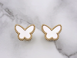 幸せのパピヨン【高品質!送料無料!当日発送】マザーオブパール ミニ ピアス バタフライ