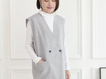 【洗える】エアリーな着こなし バックスリット デザイン ジレ グレー 0659Grey