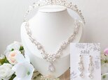 【クラシカル系】ブライダルジュエリー3点セット ティアラ・ネックレス・イヤリング(ピアス)tw20707