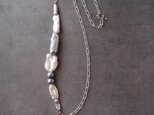 Pearl Mix Asymmetry Necklace /パールミックス 非対称ネックレス( White×Gray)