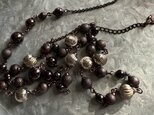 NM55-【 MONET 】モネ・ヴィンテージネックレス 1980s Dark Brown and Silver Beads